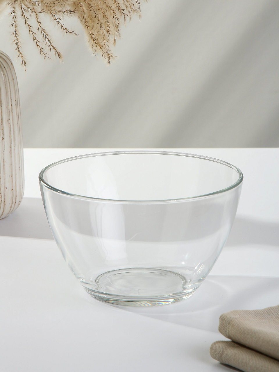 Стеклянный салатник, 15 см, 750 мл, прозрачный