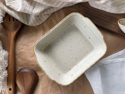 Керамическая прямоугольная форма для запекания и выпечки, 42 х 27 см, зеленый (кедр)